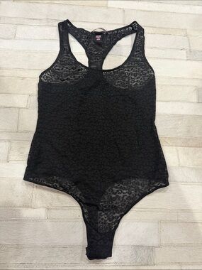 Victoria's Secret Black Lace Racerback Bodysuit
